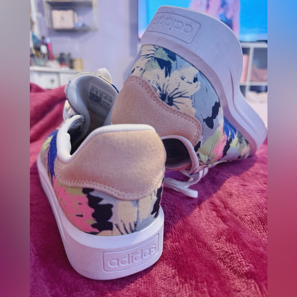 Adidas Women's Floral Sneakers - Blue and Pink - Picture 5 of 9